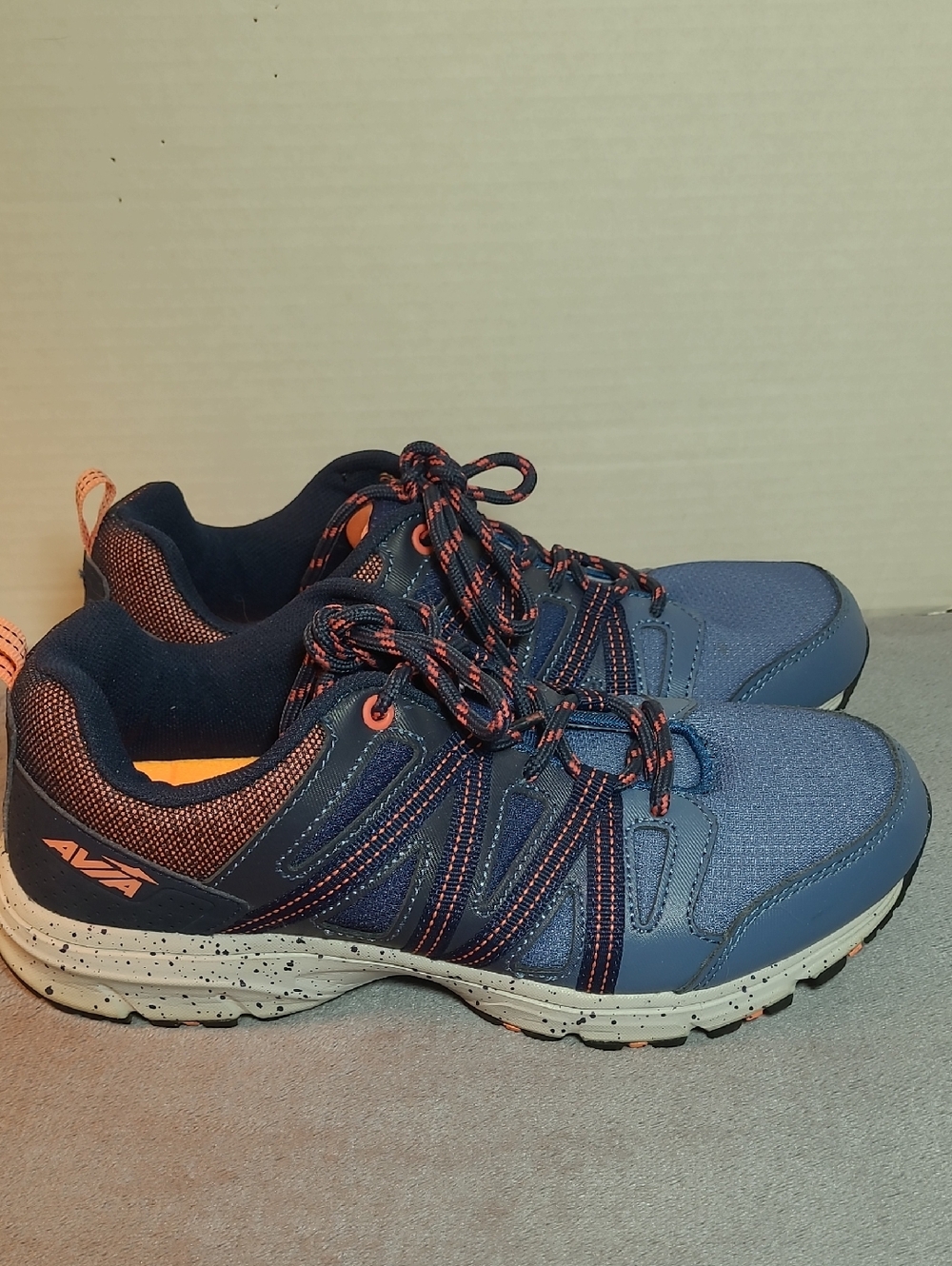 Avia Women's Navy with Orange Accent Trail Sneakers 8W